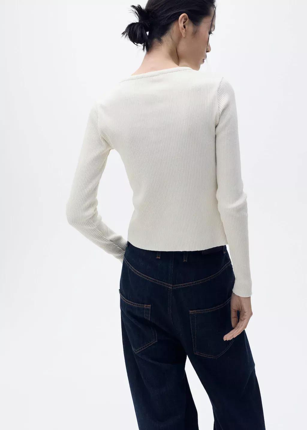 Beige Cotton Cardigan With Contrasting Closure, , large image number 4