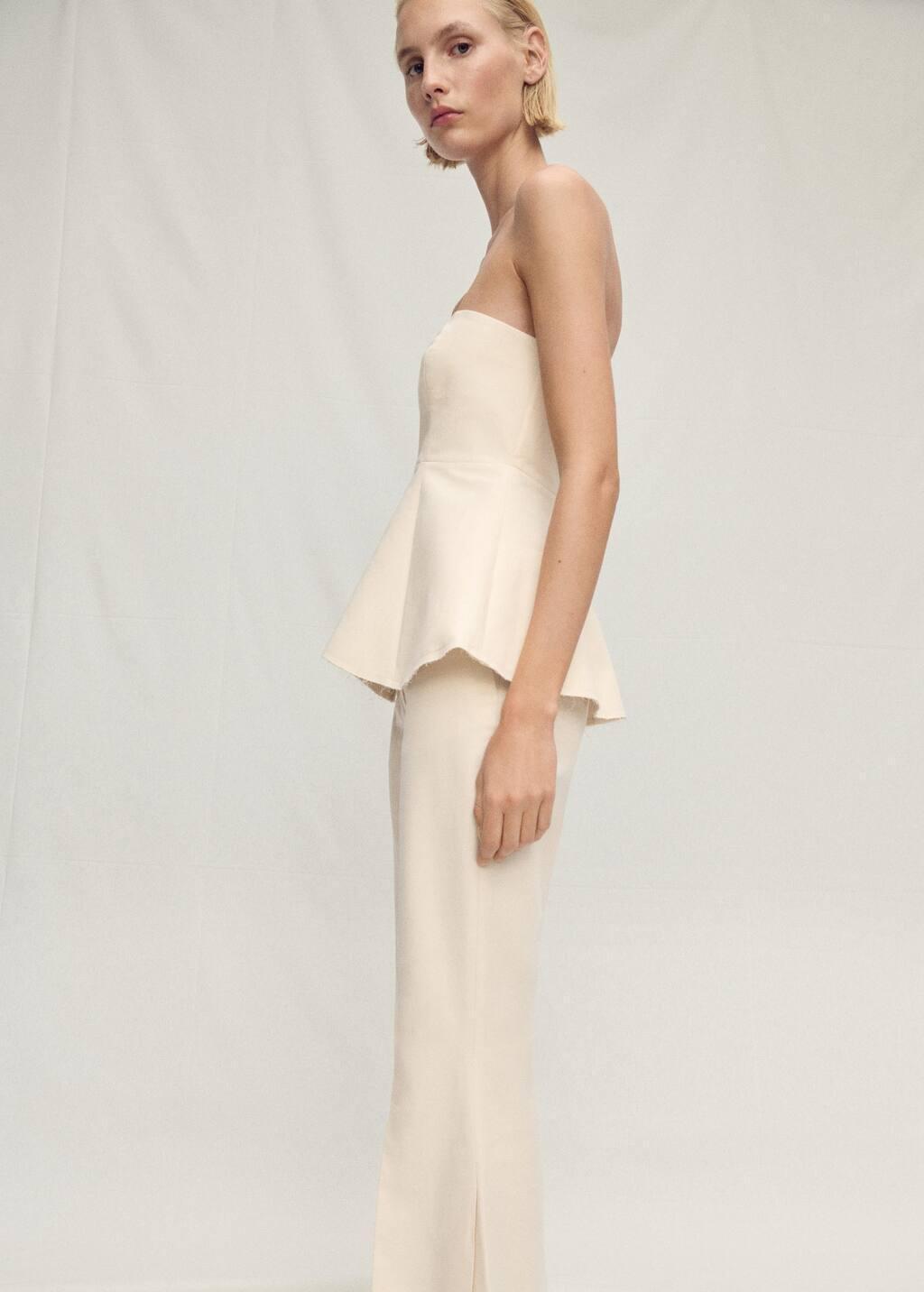 Yellow Strapless Peplum Top, 0201_10, large image number 1