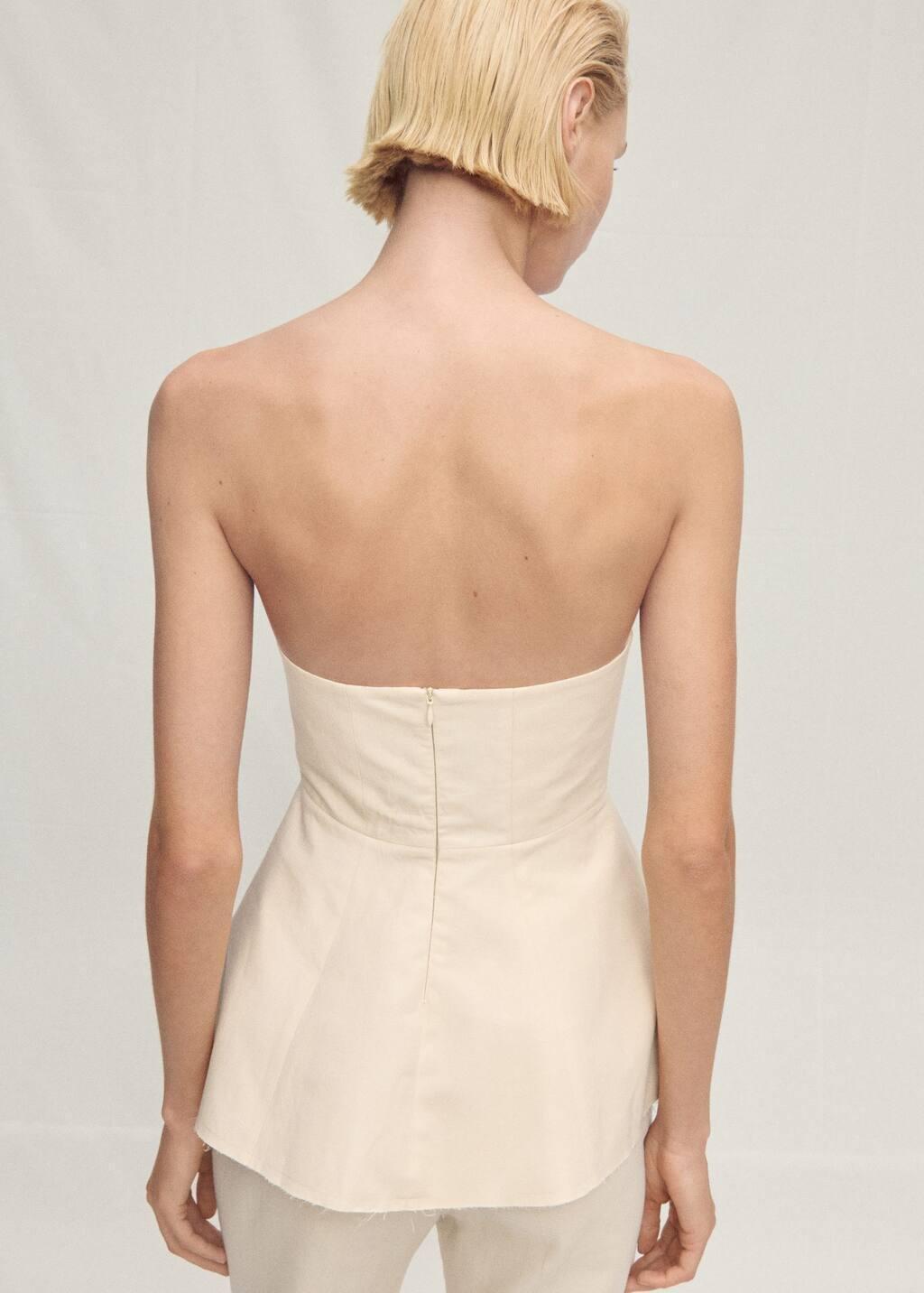Yellow Strapless Peplum Top, 0201_10, large image number 5