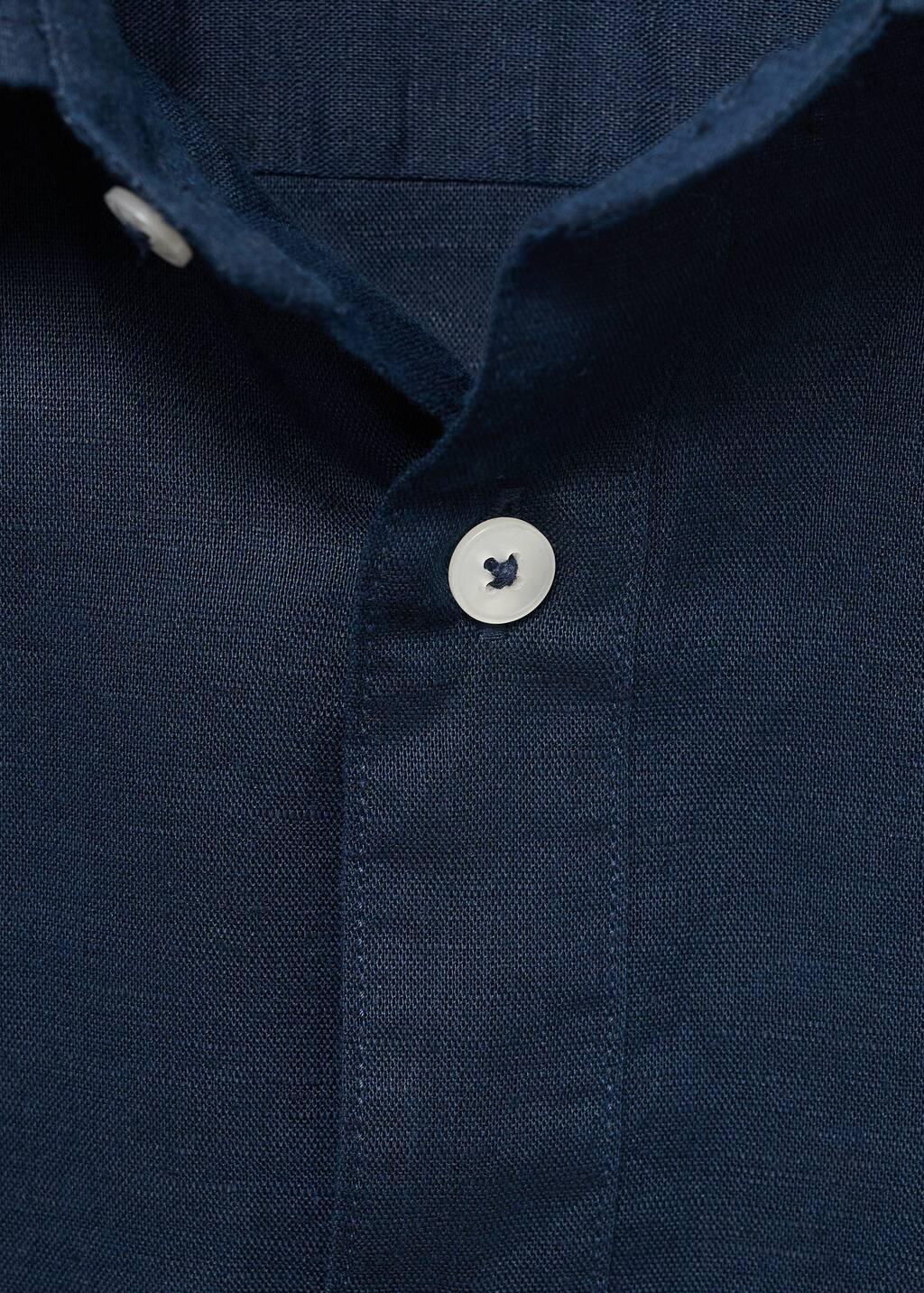 NAVY Short sleeve linen-blend shirt, , large image number 6