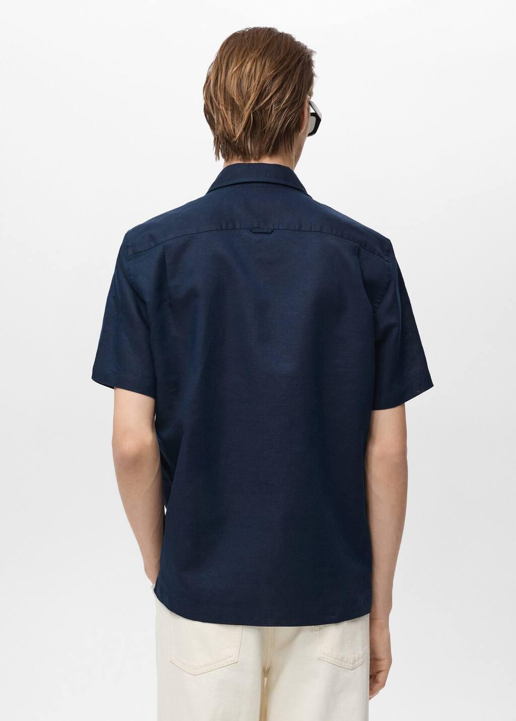 NAVY Short sleeve linen-blend shirt, , large image number 7