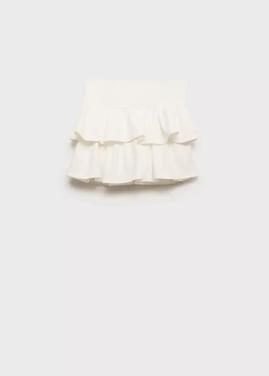White Ruffled Trouser Skirt, Kids Girl, , large image number 3