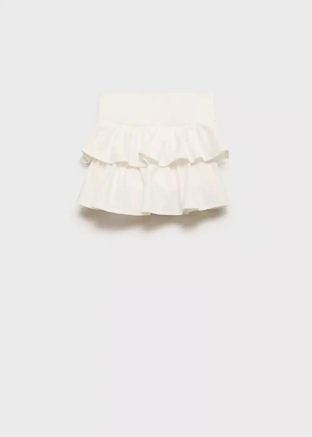 White Ruffled Trouser Skirt, Kids Girl, , large image number 4