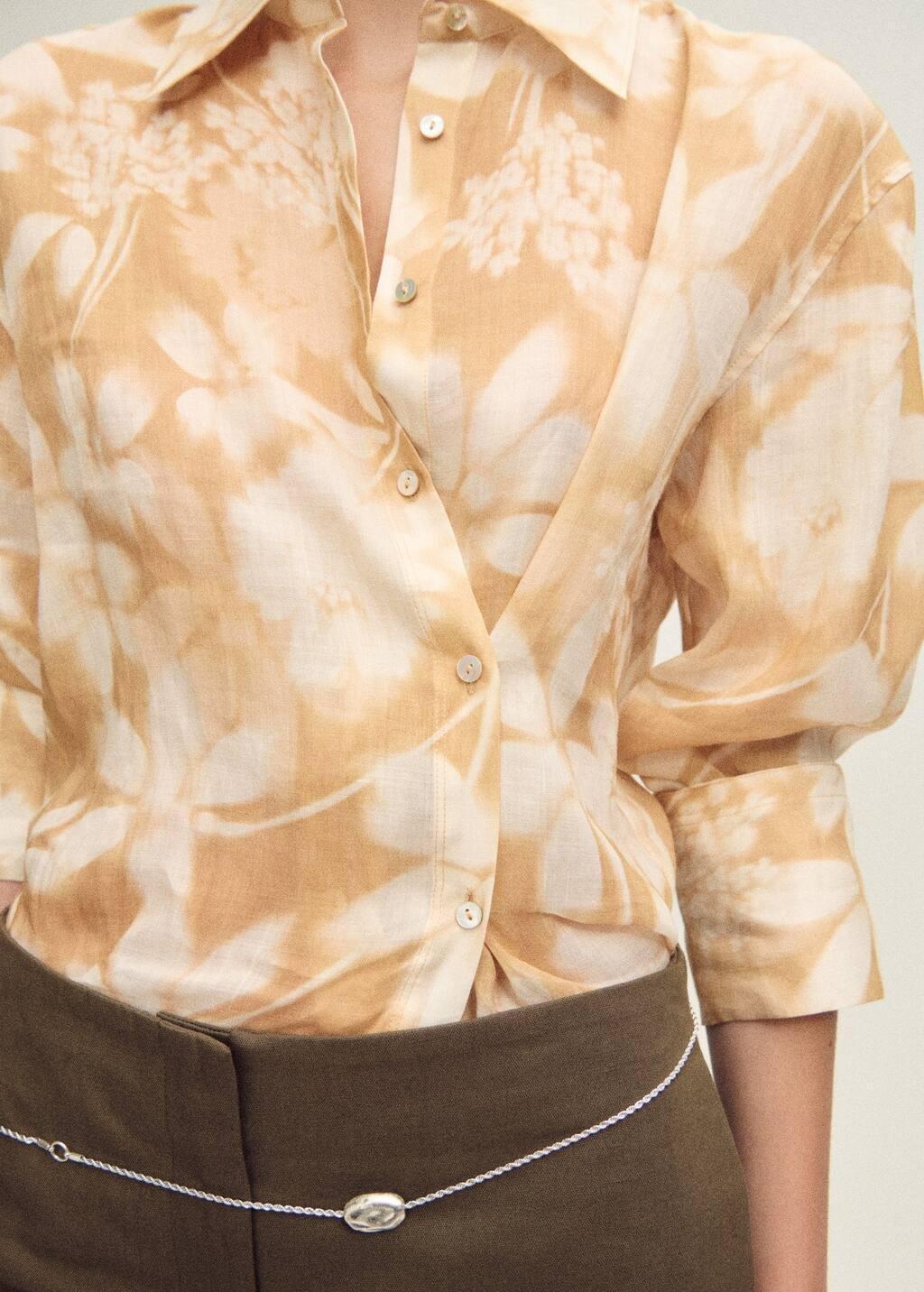 Yellow Floral Shirt With Multi-Position Closure, , large image number 1