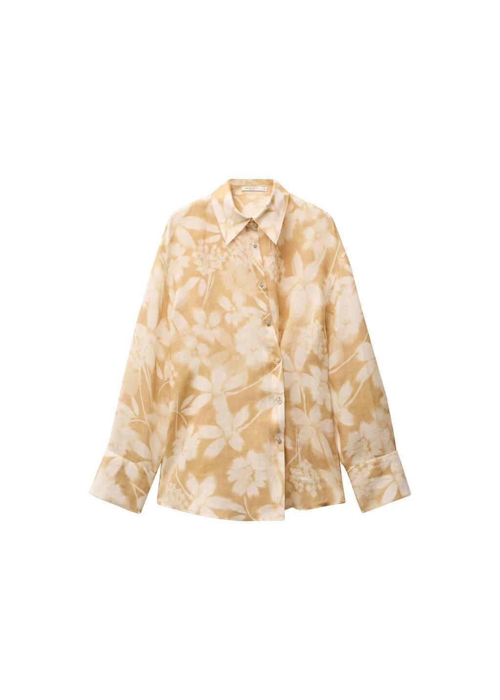 Yellow Floral Shirt With Multi-Position Closure, , large image number 2