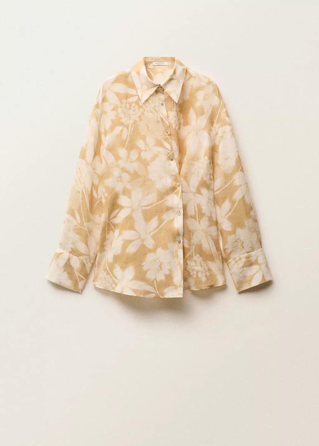 Yellow Floral Shirt With Multi-Position Closure, , large image number 4