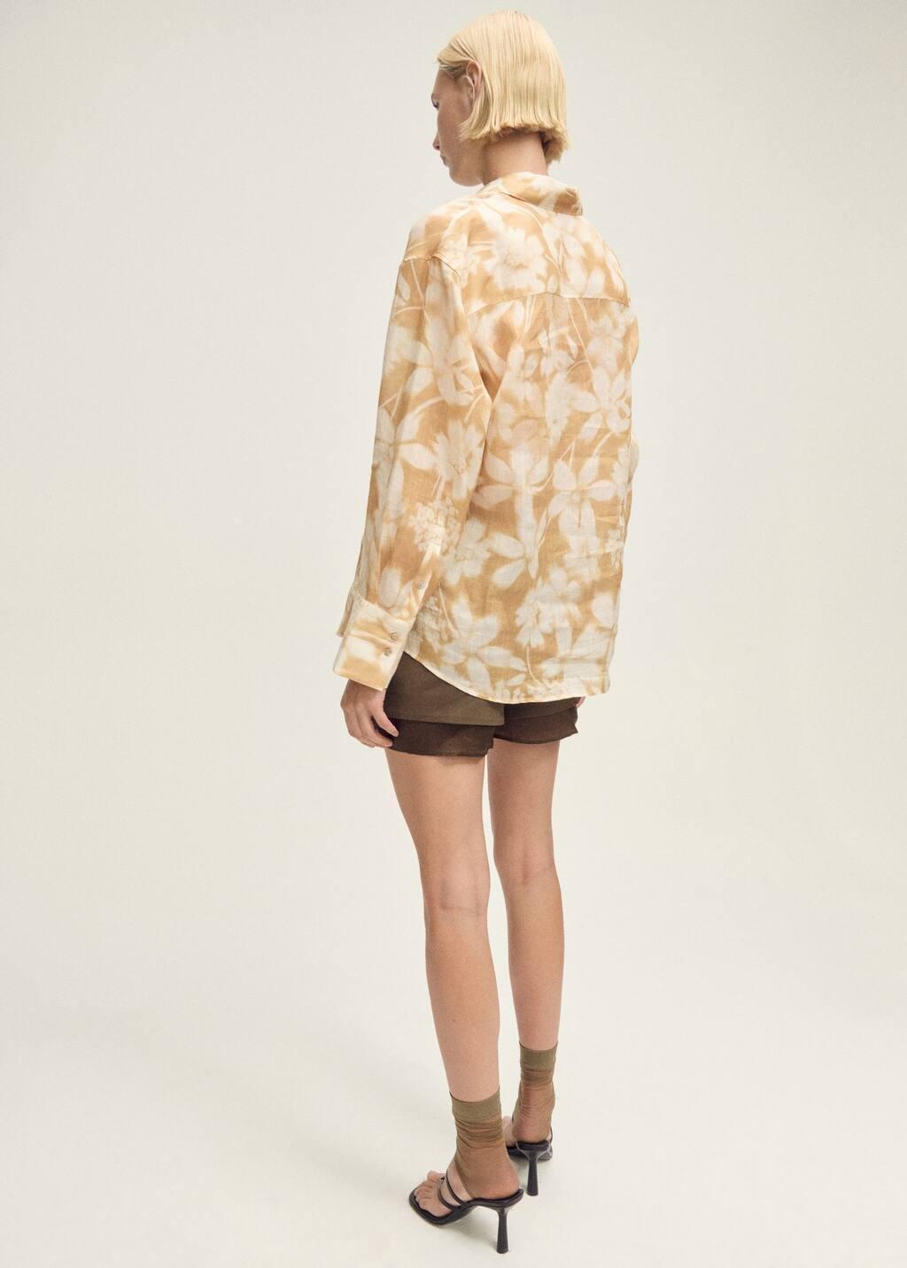 Yellow Floral Shirt With Multi-Position Closure, , large image number 6