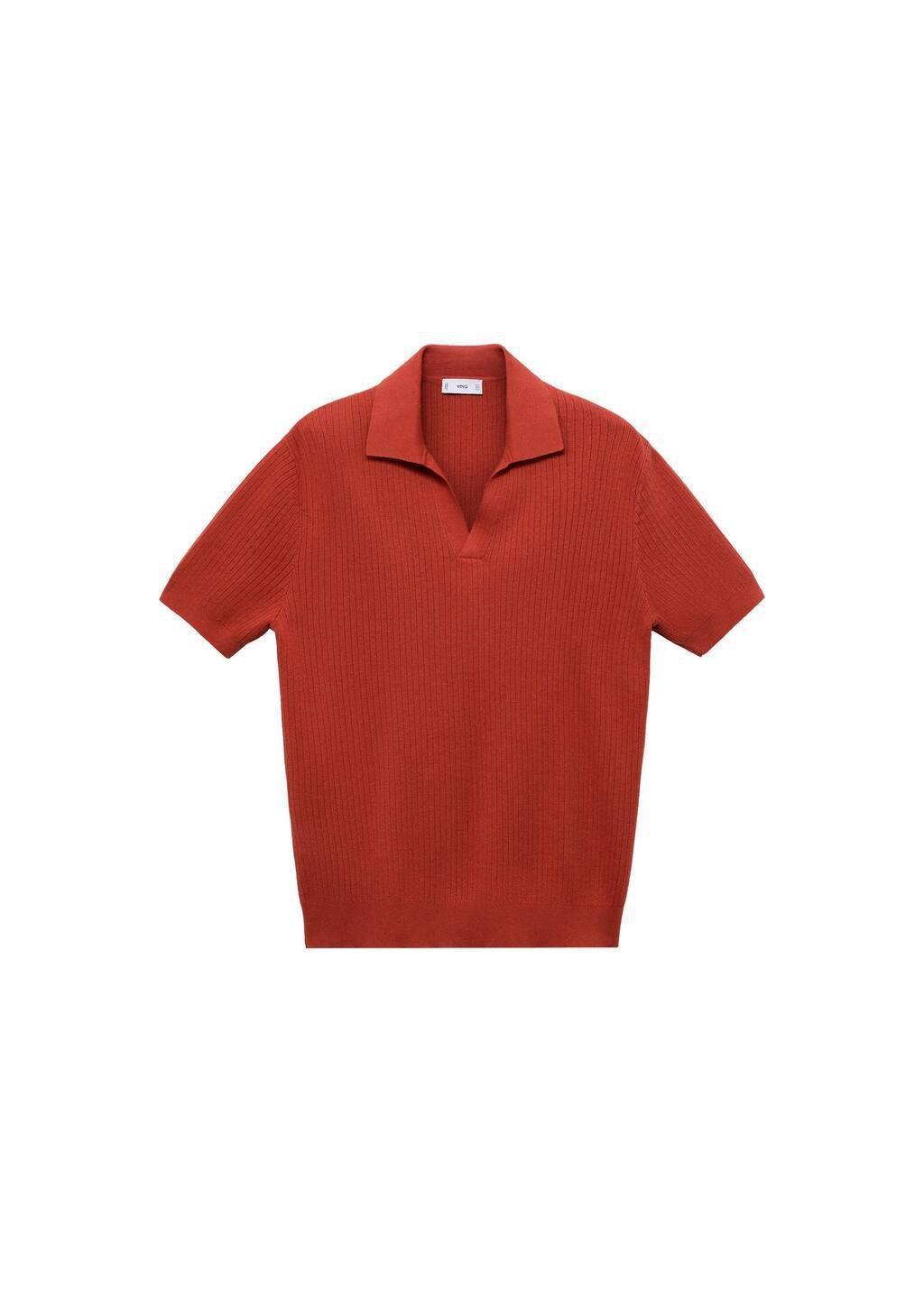 RED 100% cotton ribbed structured polo shirt, , large image number 2