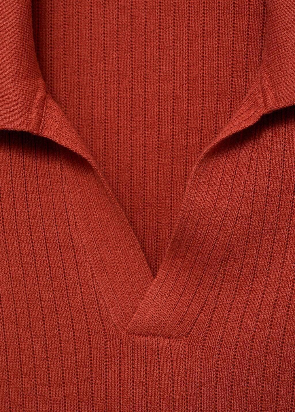 Red 100% Cotton Ribbed Structured Polo Shirt, , large image number 4