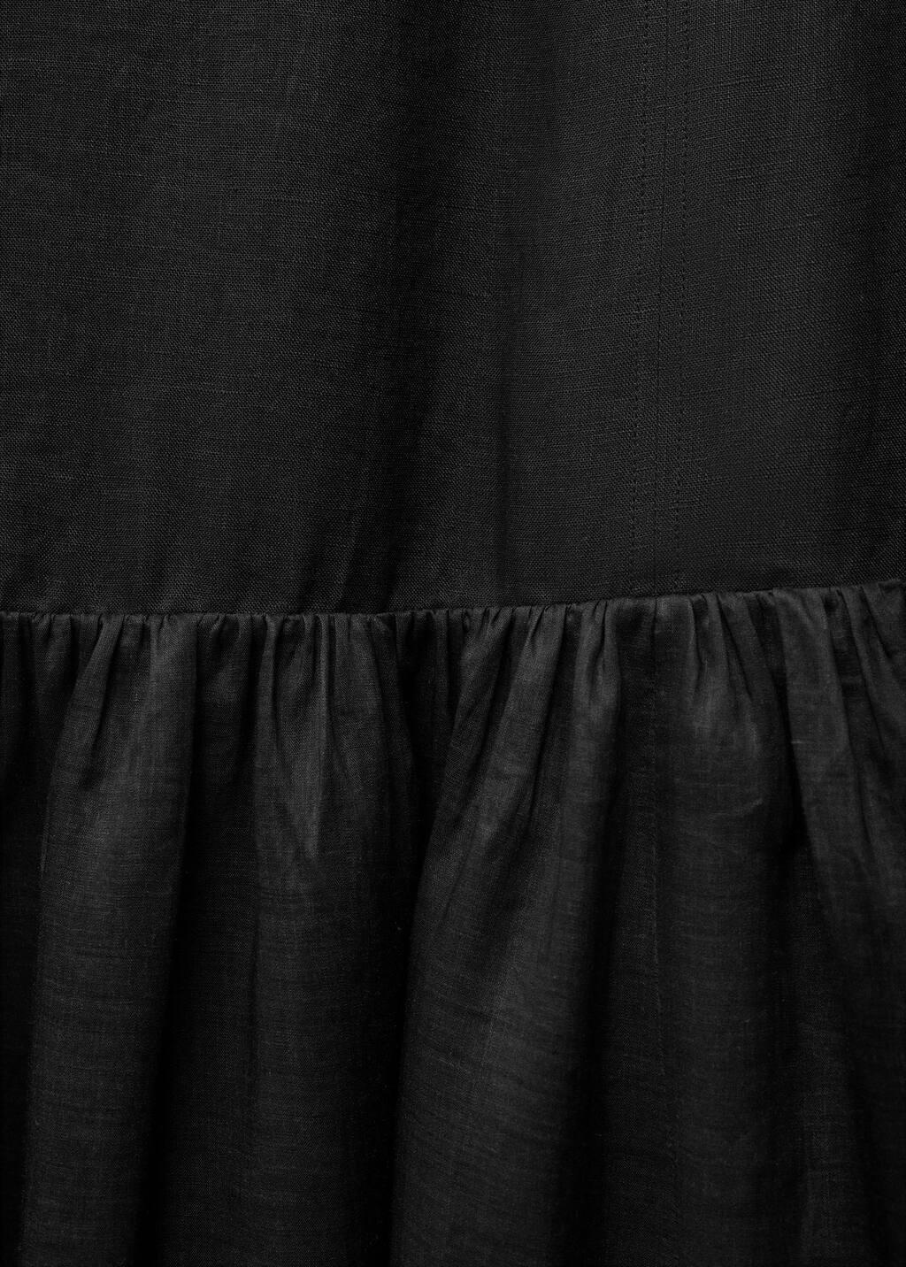 Black Linen Blend Ruffle Dress, , large image number 4