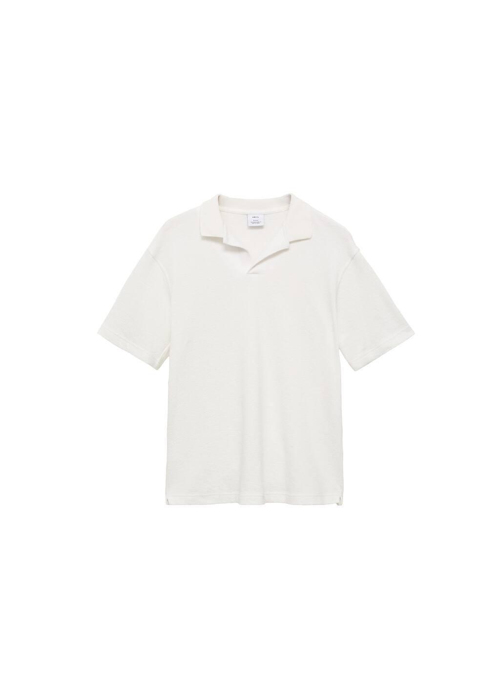 Beige Textured Cotton Polo Relaxed Fit, , large image number 2