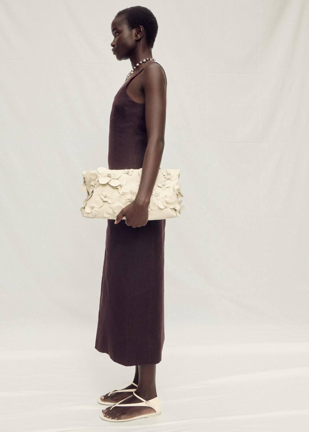 Brown Linen Midi-Dress With Front Opening, 0201_30, large image number 2