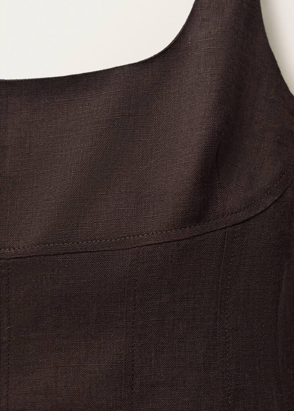 Brown Linen Midi-Dress With Front Opening, , large image number 4