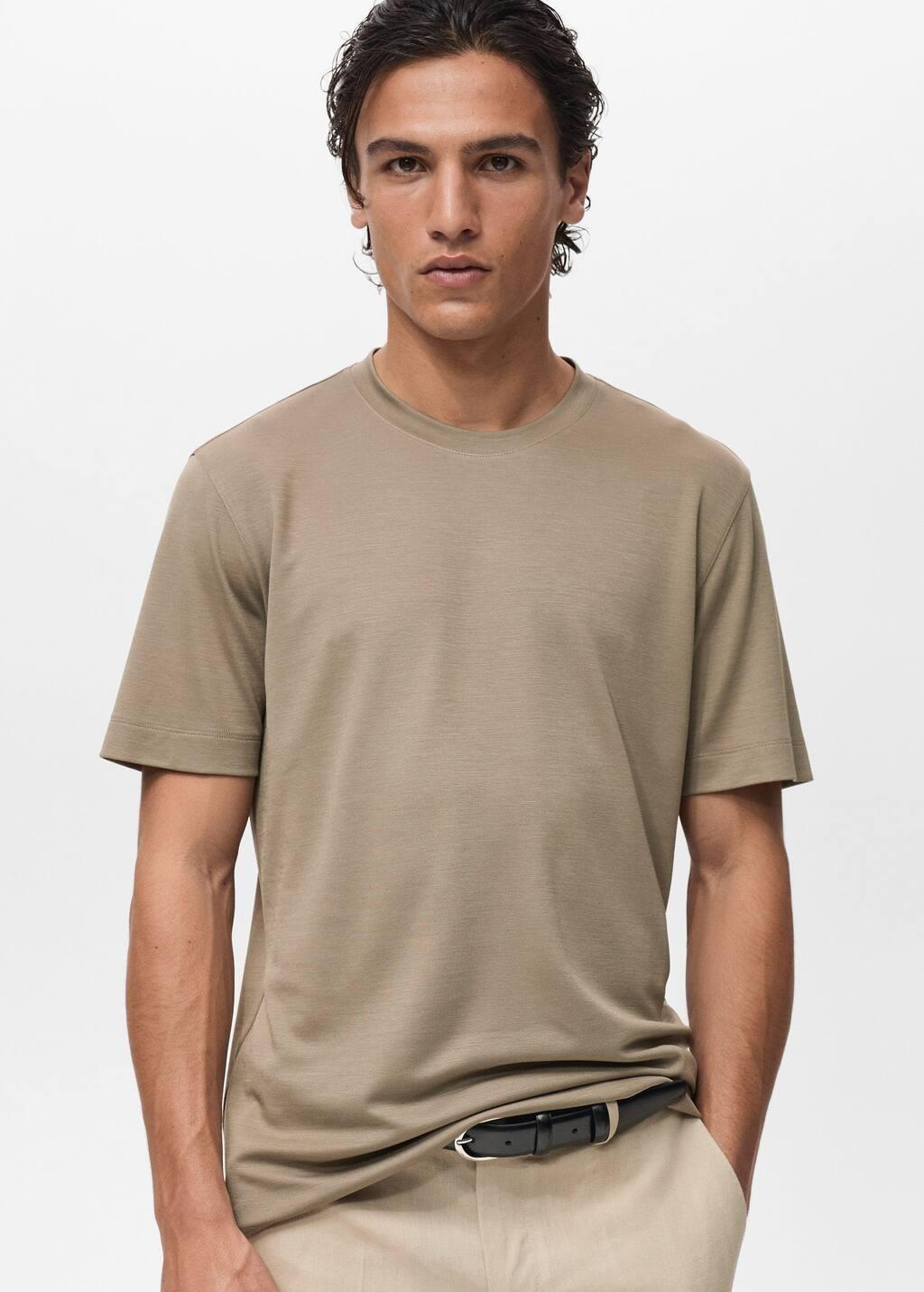 MEDIUM GREY Short-sleeved lyocell t-shirt, , large image number 0