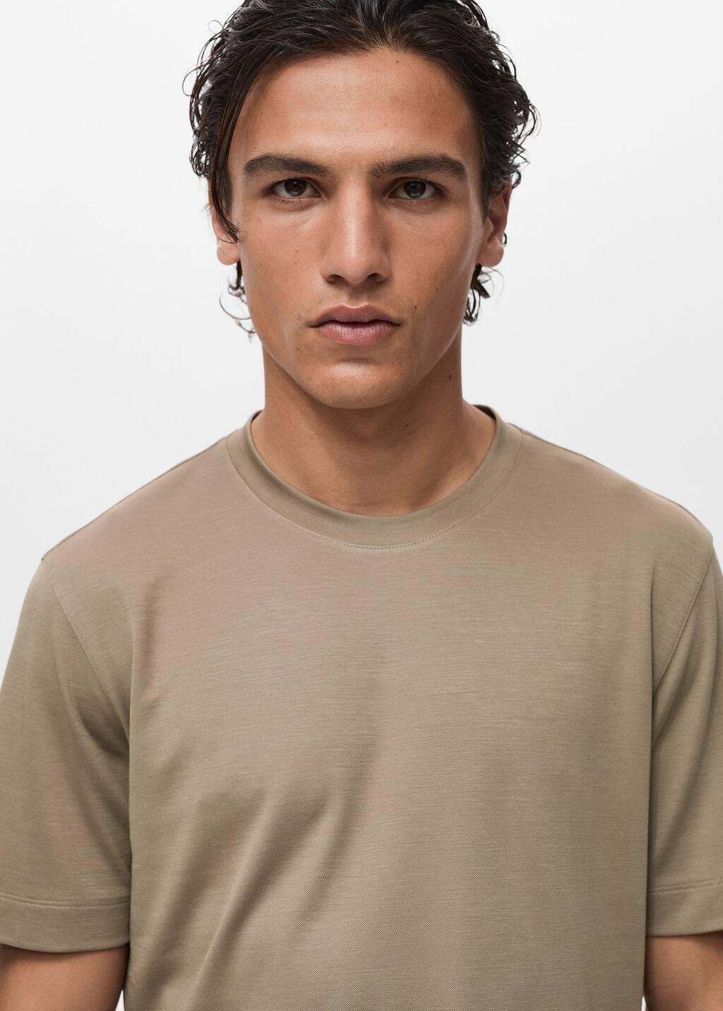 MEDIUM GREY Short-sleeved lyocell t-shirt, , large image number 1