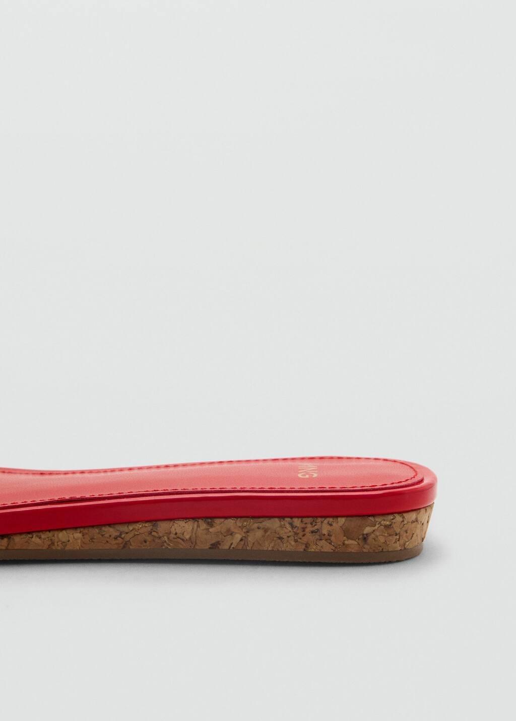 Red Patent Leather-Effect Flat Sandals, , large image number 1