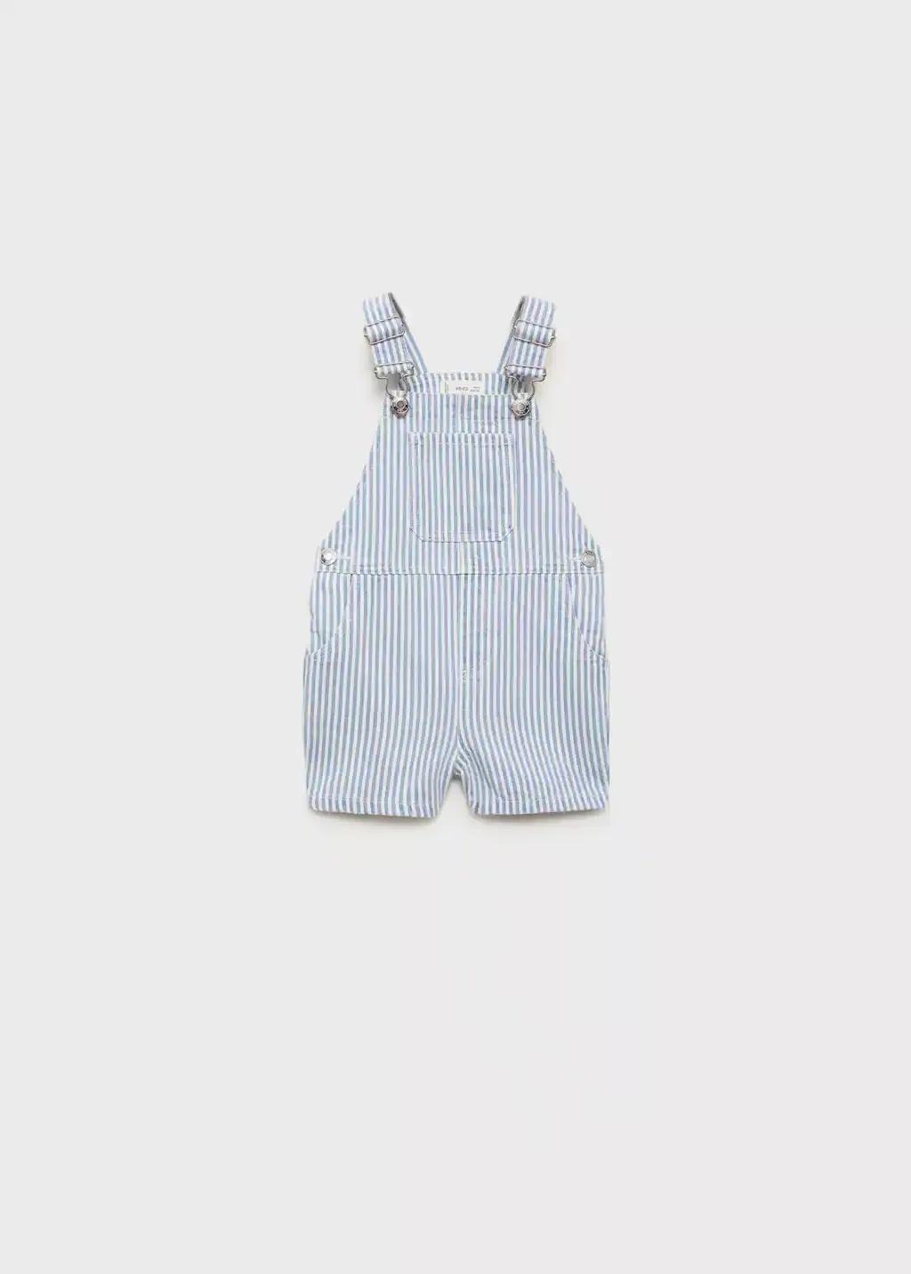 OPEN BLUE Striped denim dungarees, Baby Boy, , large image number 0