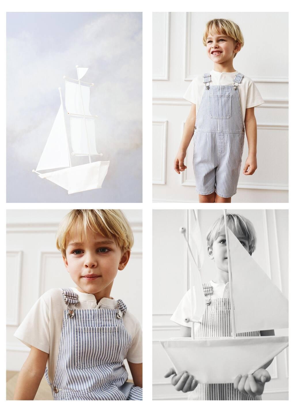 OPEN BLUE Striped denim dungarees, Baby Boy, , large image number 3