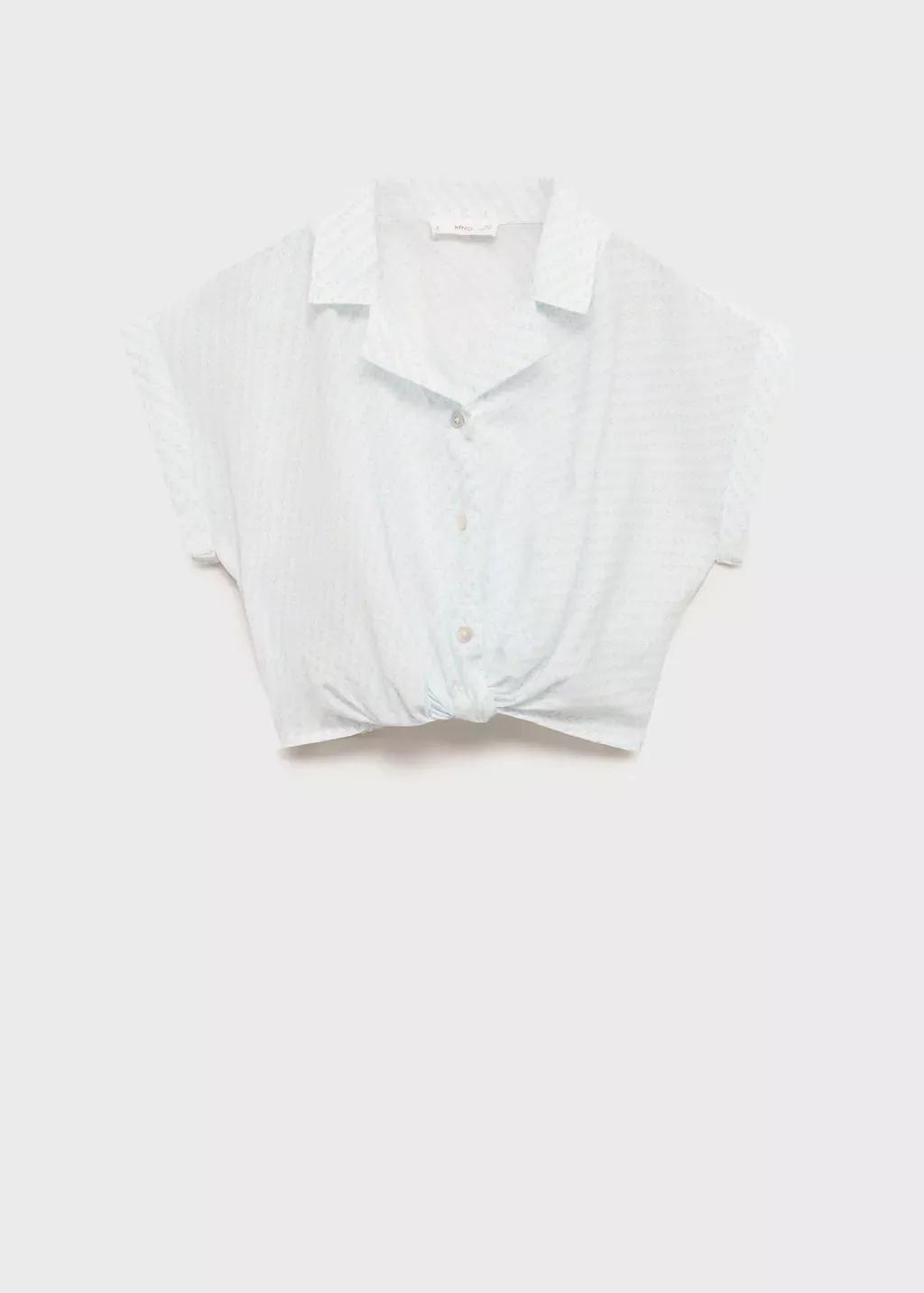 LT-PASTEL BLUE Crop knot blouse, Kids Girl, , large image number 0