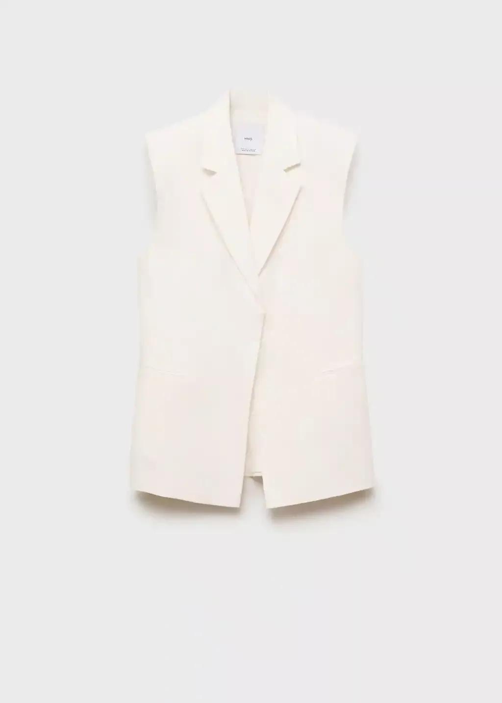 White Linen Suit Waistcoat, , large image number 3