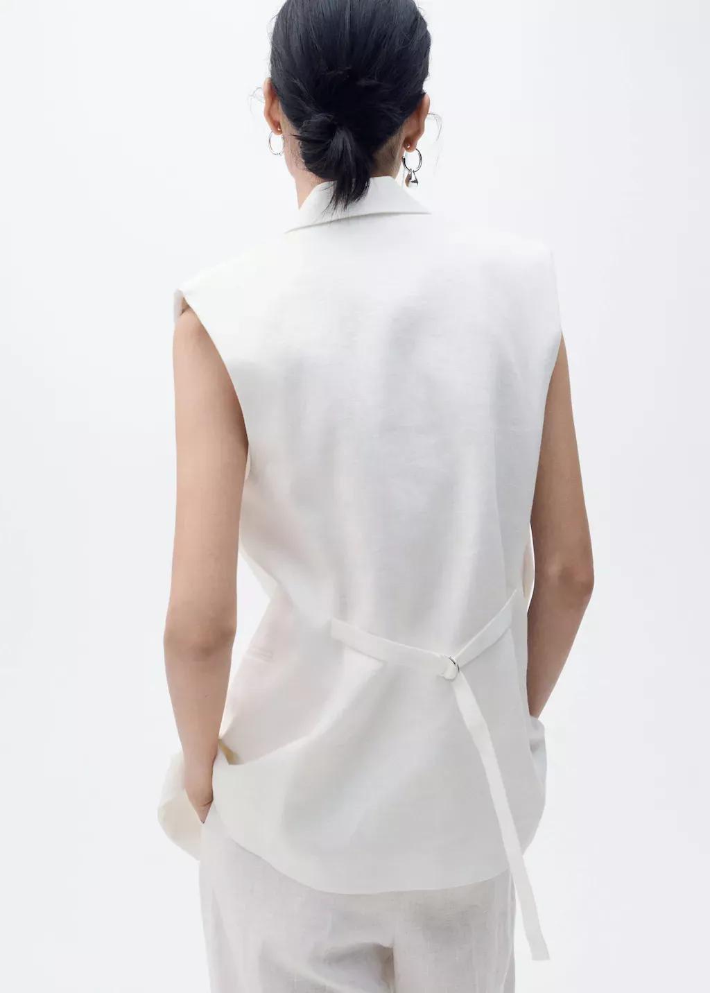 White Linen Suit Waistcoat, , large image number 5