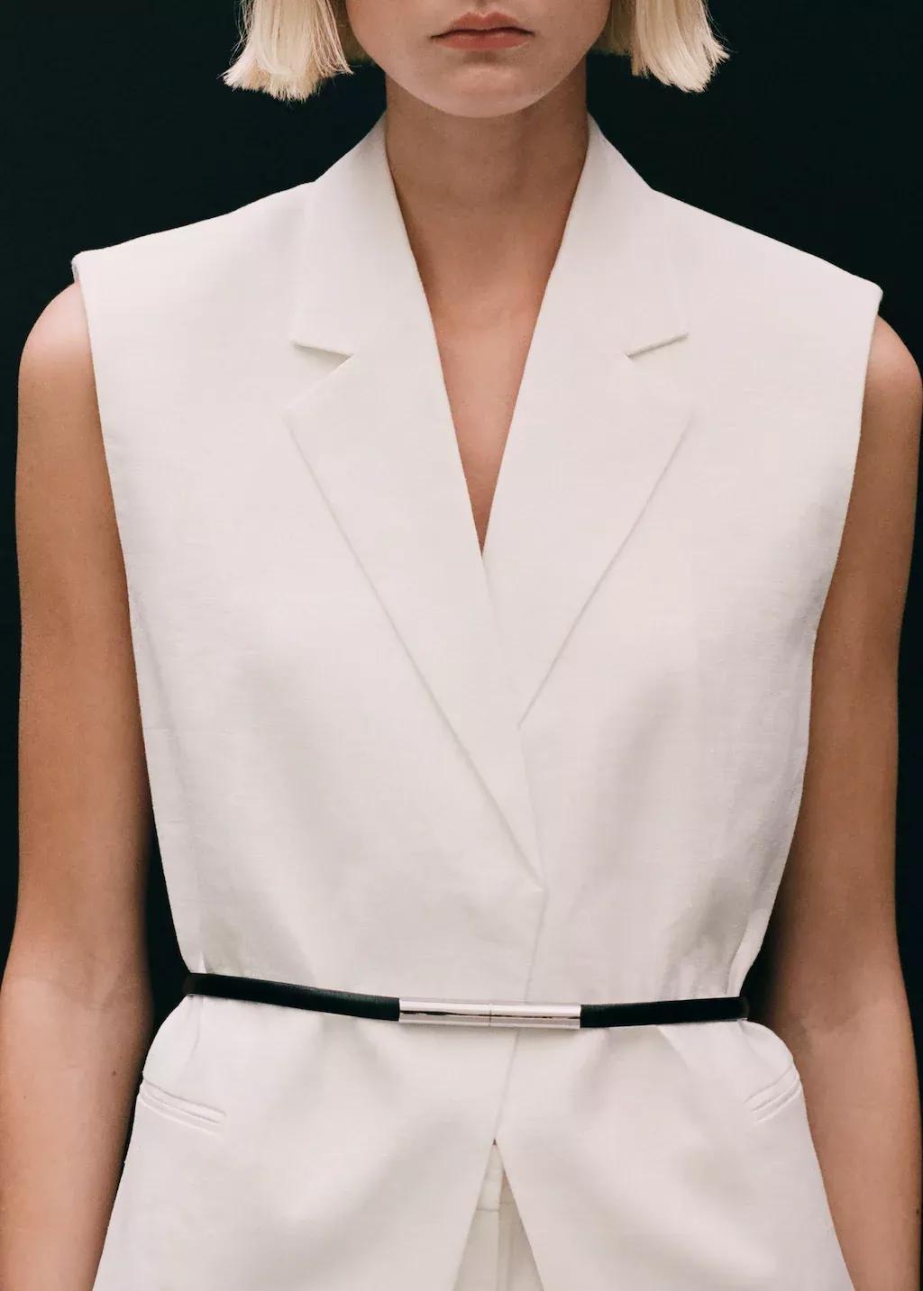 White Linen Suit Waistcoat, , large image number 7