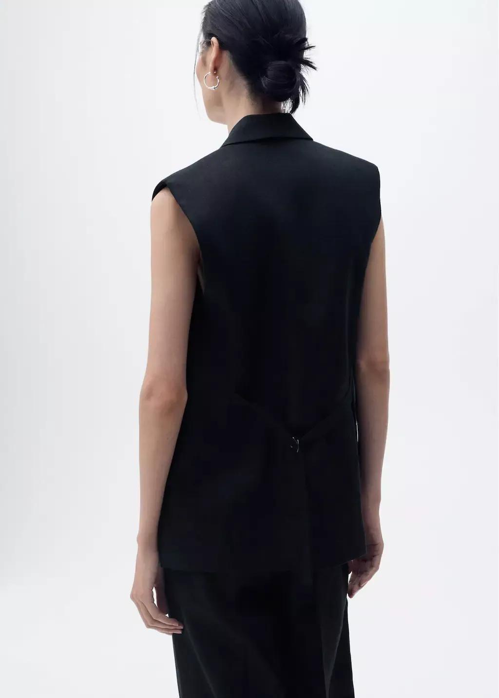 Black Linen Suit Waistcoat, , large image number 5