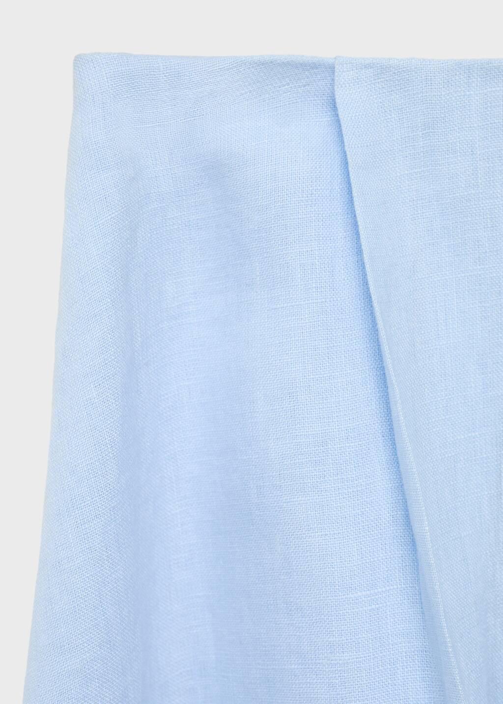 Blue Lt Pastel Linent Skirt With Pleat Detail, , large image number 4