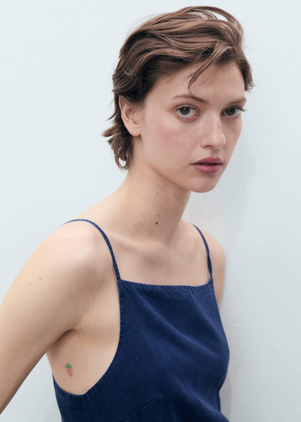 Blue Long Denim-Effect Jumpsuit, , large image number 1