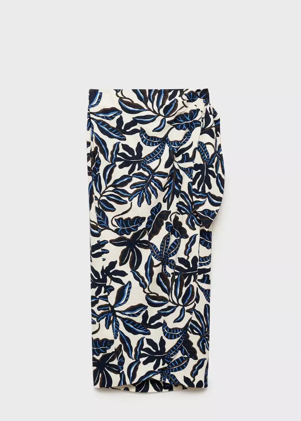 Beige Printed Skirt With Knot Detail, , large image number 3