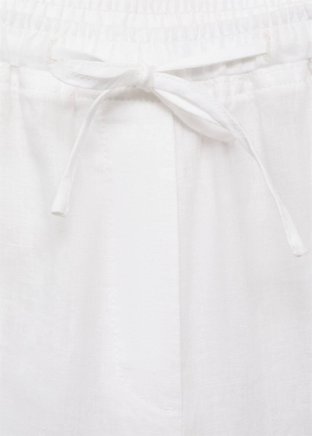 White Straight Linen-Blend Trousers, , large image number 2