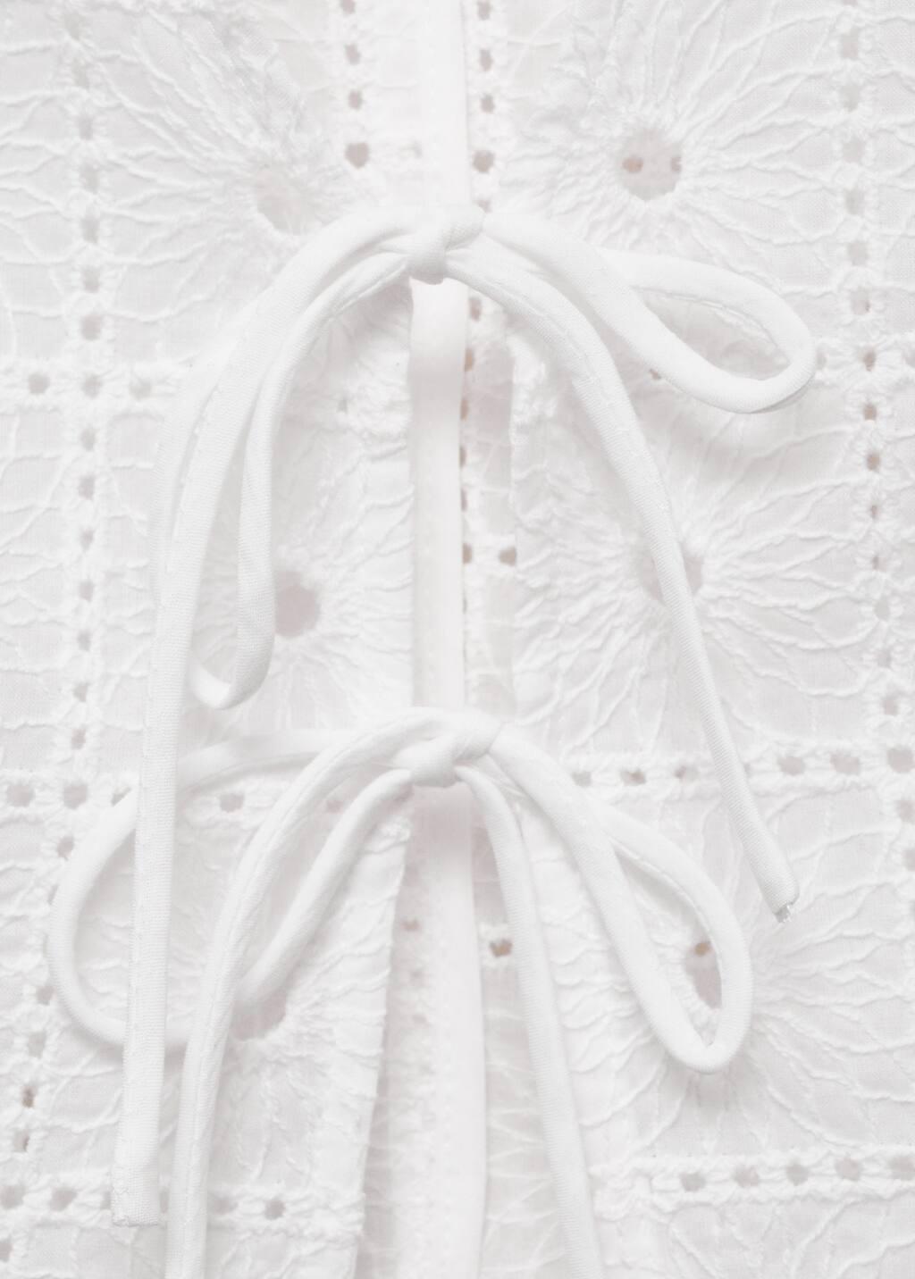 White Embroidered Cotton Waistcoat With Bows, , large image number 4