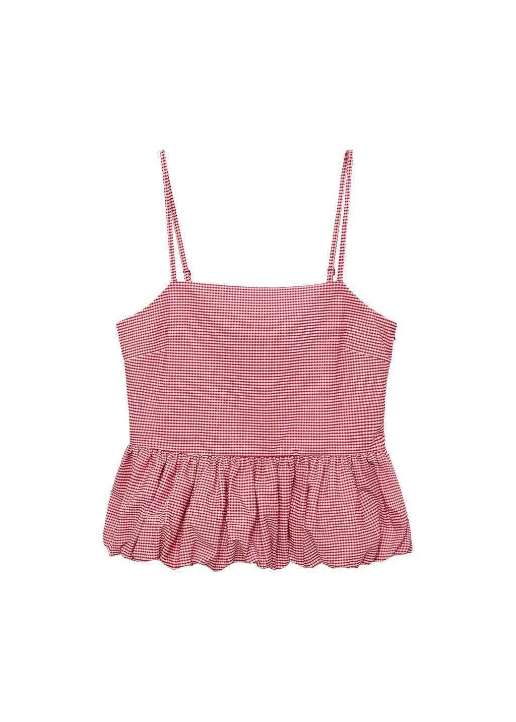 Red Gingham-Check Top With Ruffle, , large image number 2