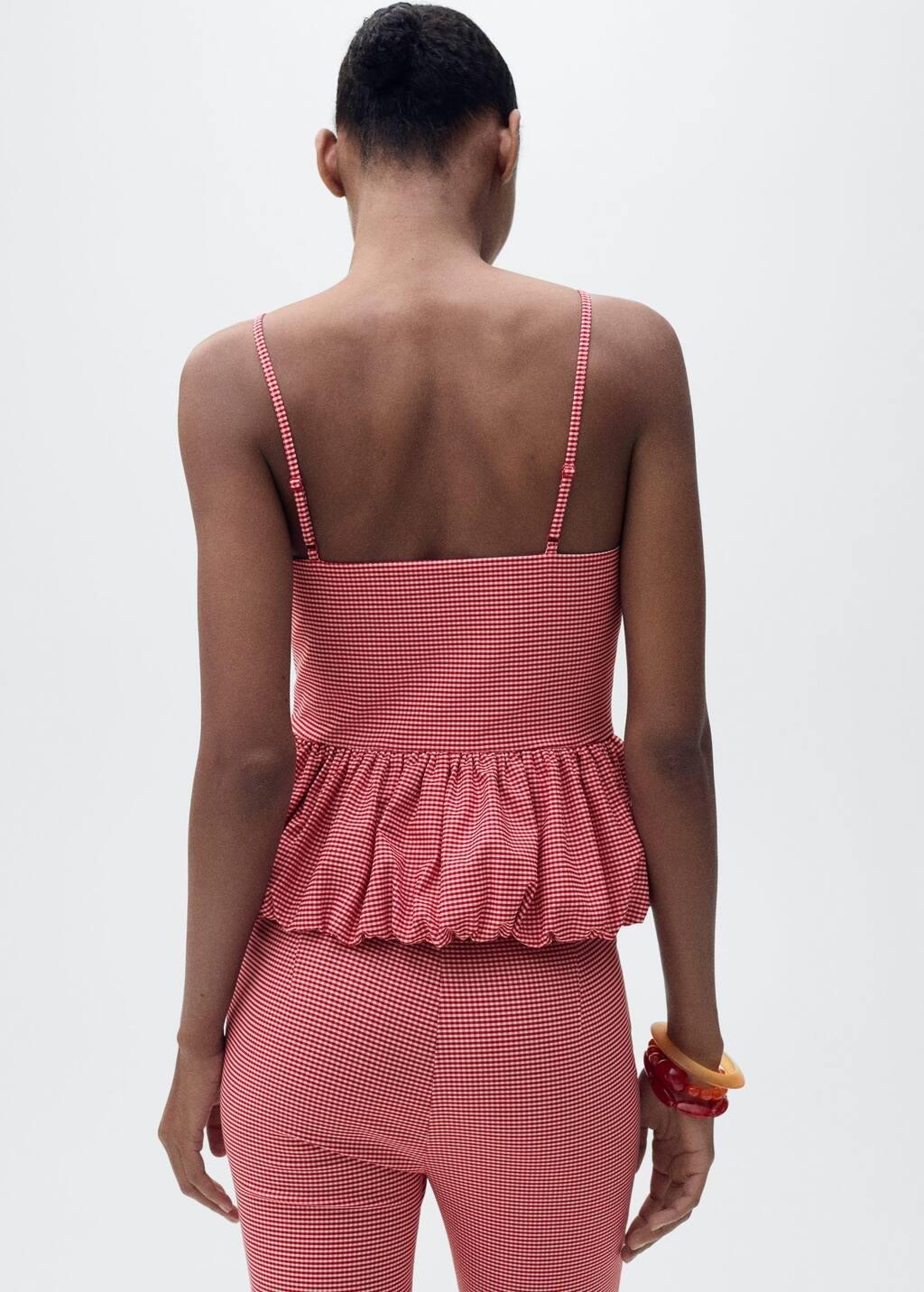 Red Gingham-Check Top With Ruffle, , large image number 6