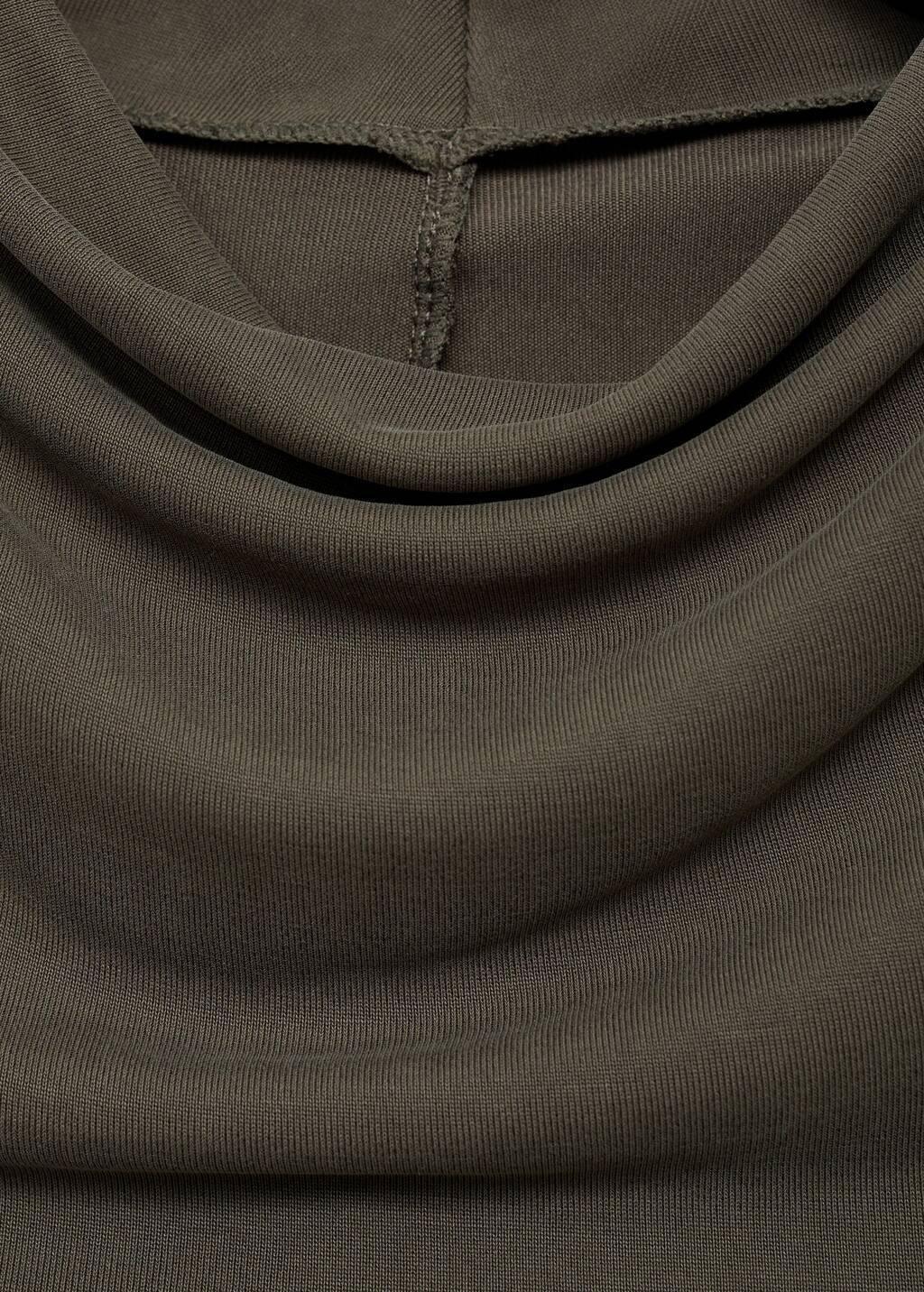Khaki Draped Neck Modal Dress, , large image number 7