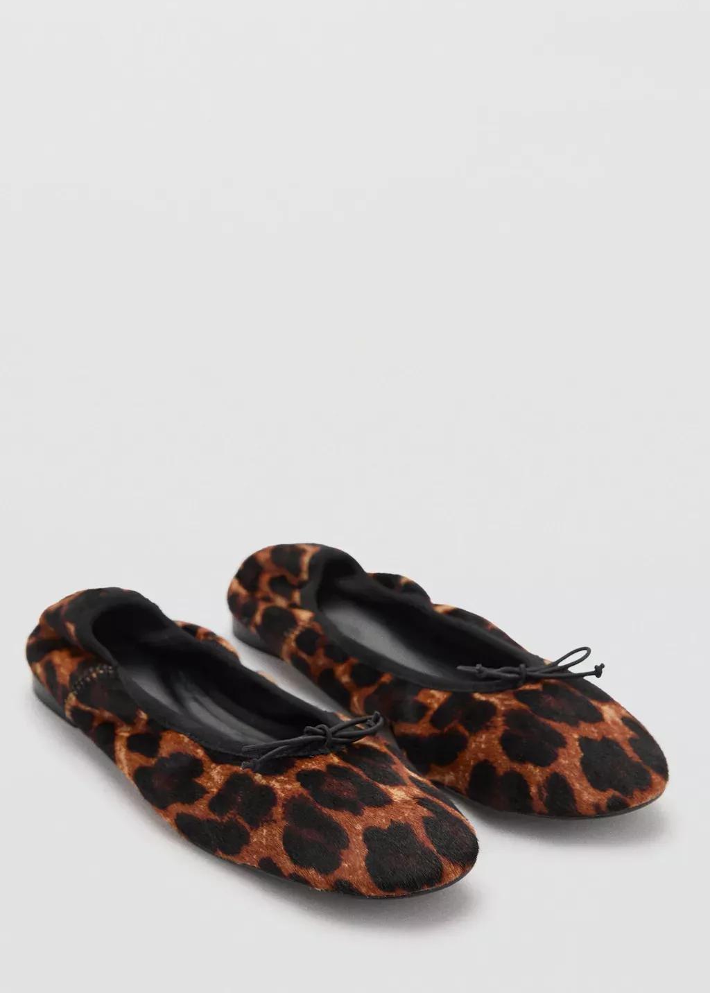 Black Leather Leopard Ballerina, , large image number 0
