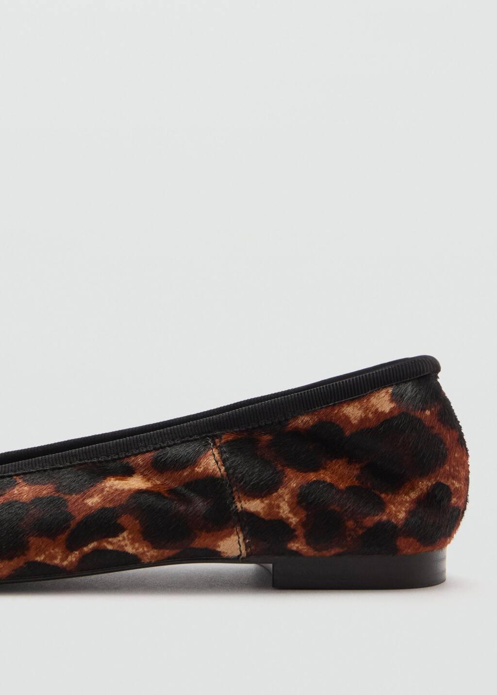 Black Leather Leopard Ballerina, , large image number 1
