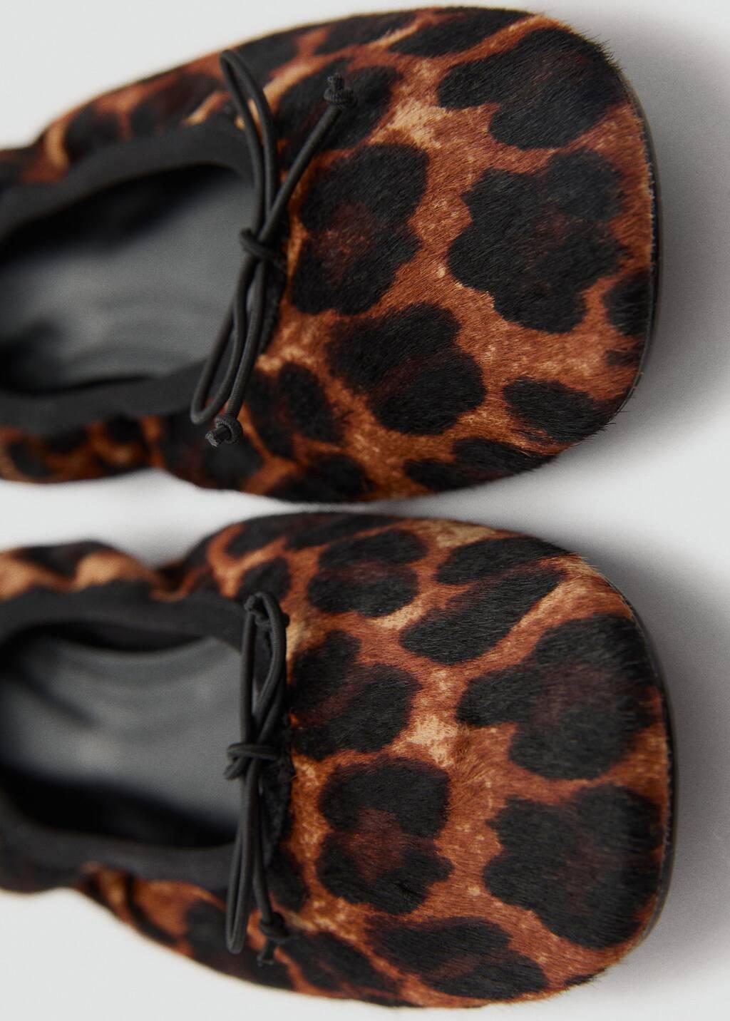 Black Leather Leopard Ballerina, , large image number 3