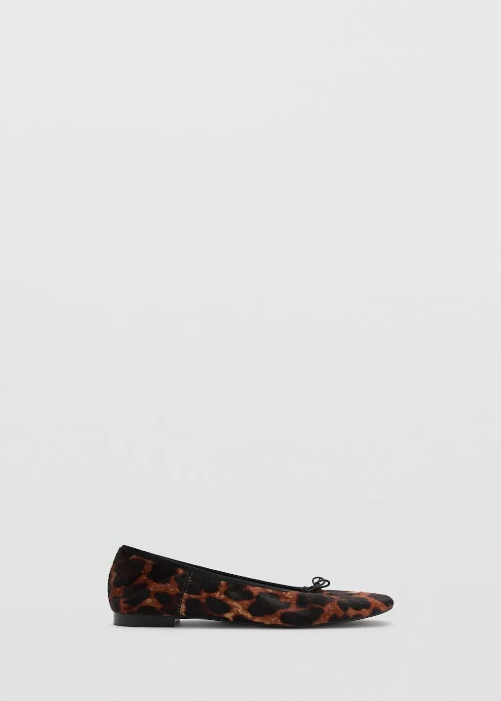 Black Leather Leopard Ballerina, , large image number 4