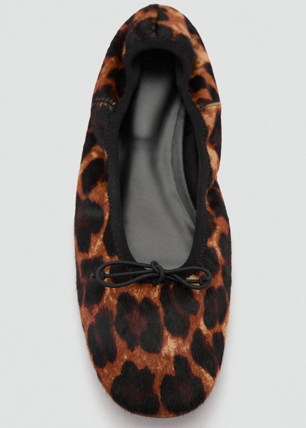 Black Leather Leopard Ballerina, , large image number 5