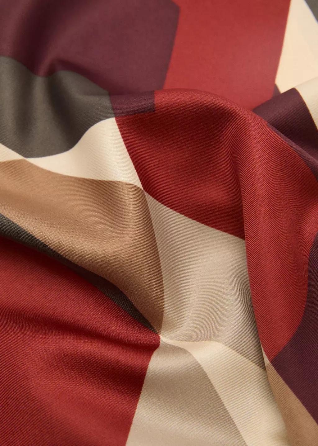 Brown Geometric Printed Foulard, Brown, large image number 0