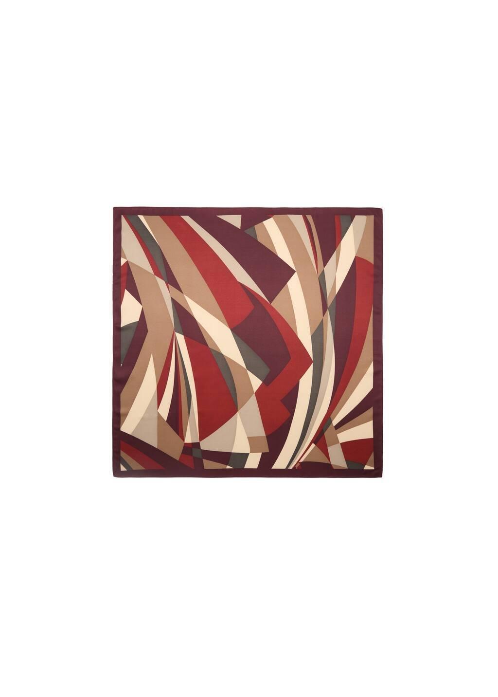 Brown Geometric Printed Foulard, Brown, large image number 2