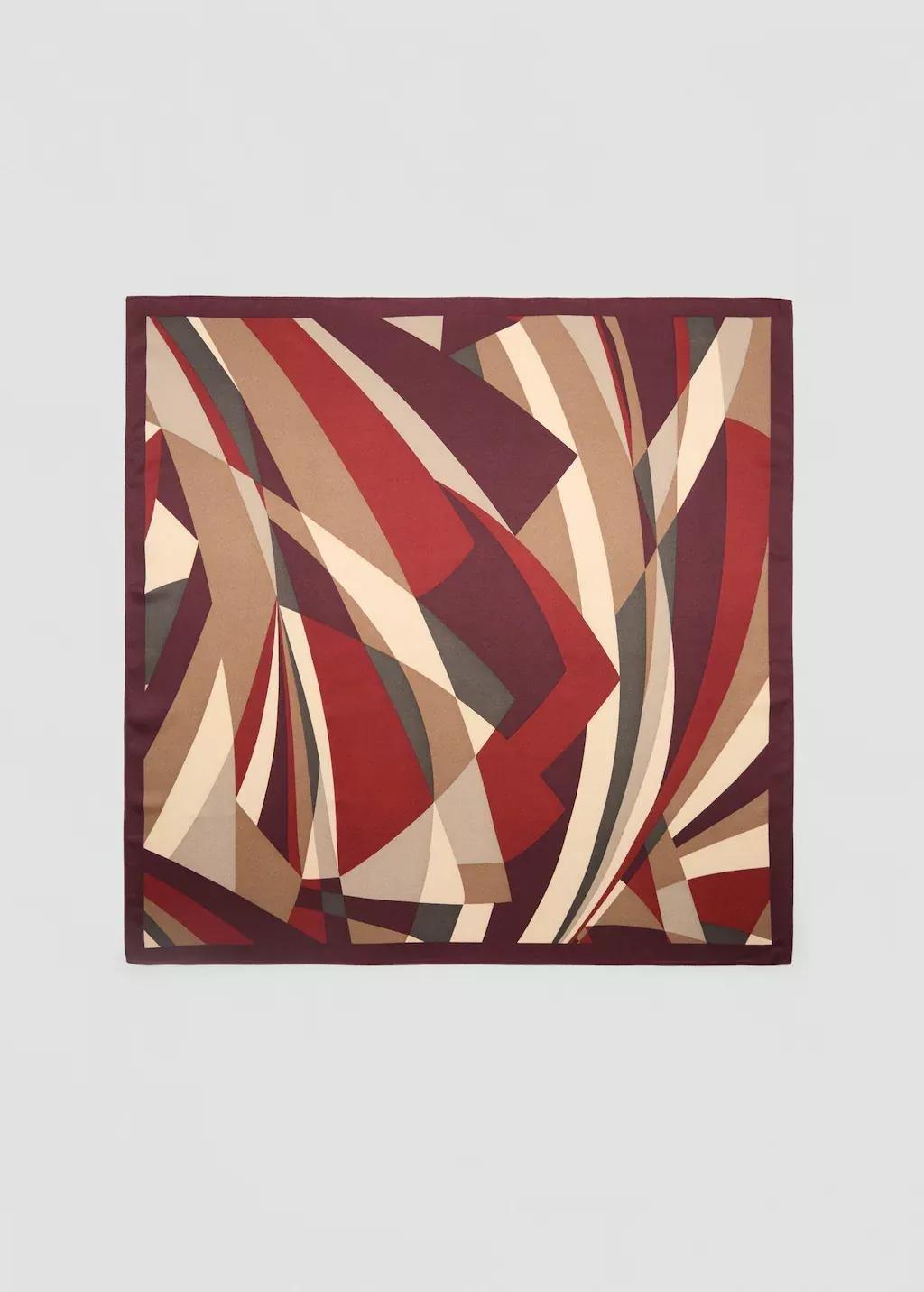 Brown Geometric Printed Foulard, Brown, large image number 3