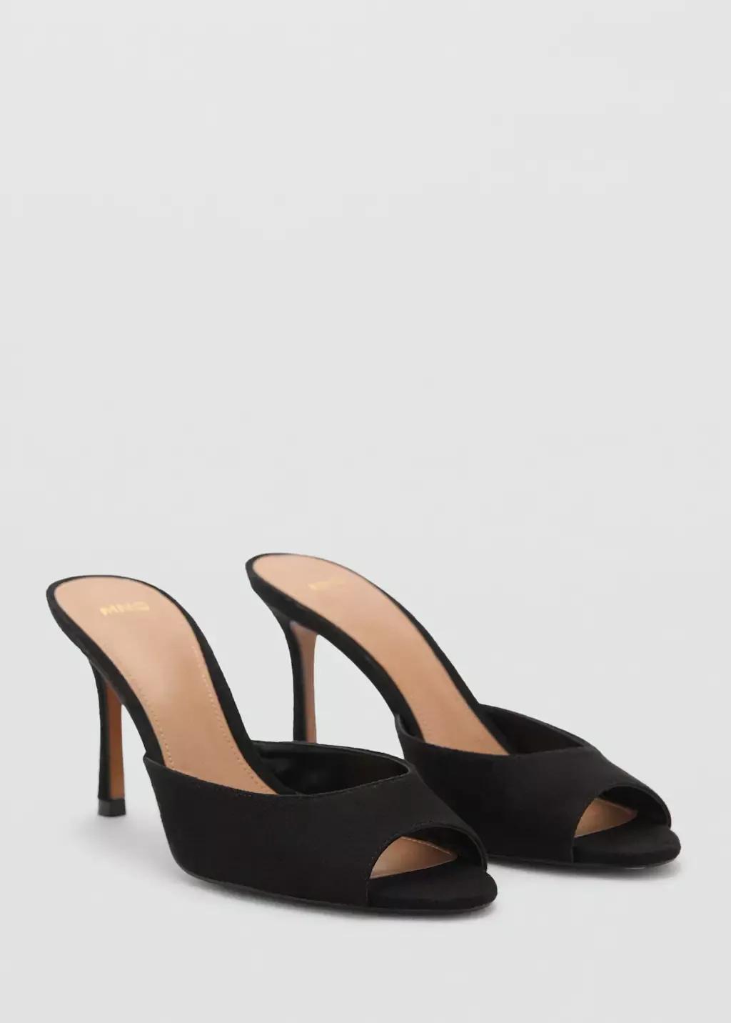 Black Heel Non-Structured Sandals, , large image number 0