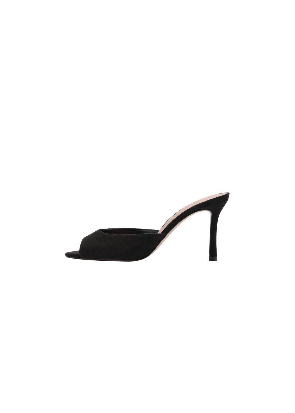 Black Heel Non-Structured Sandals, , large image number 2