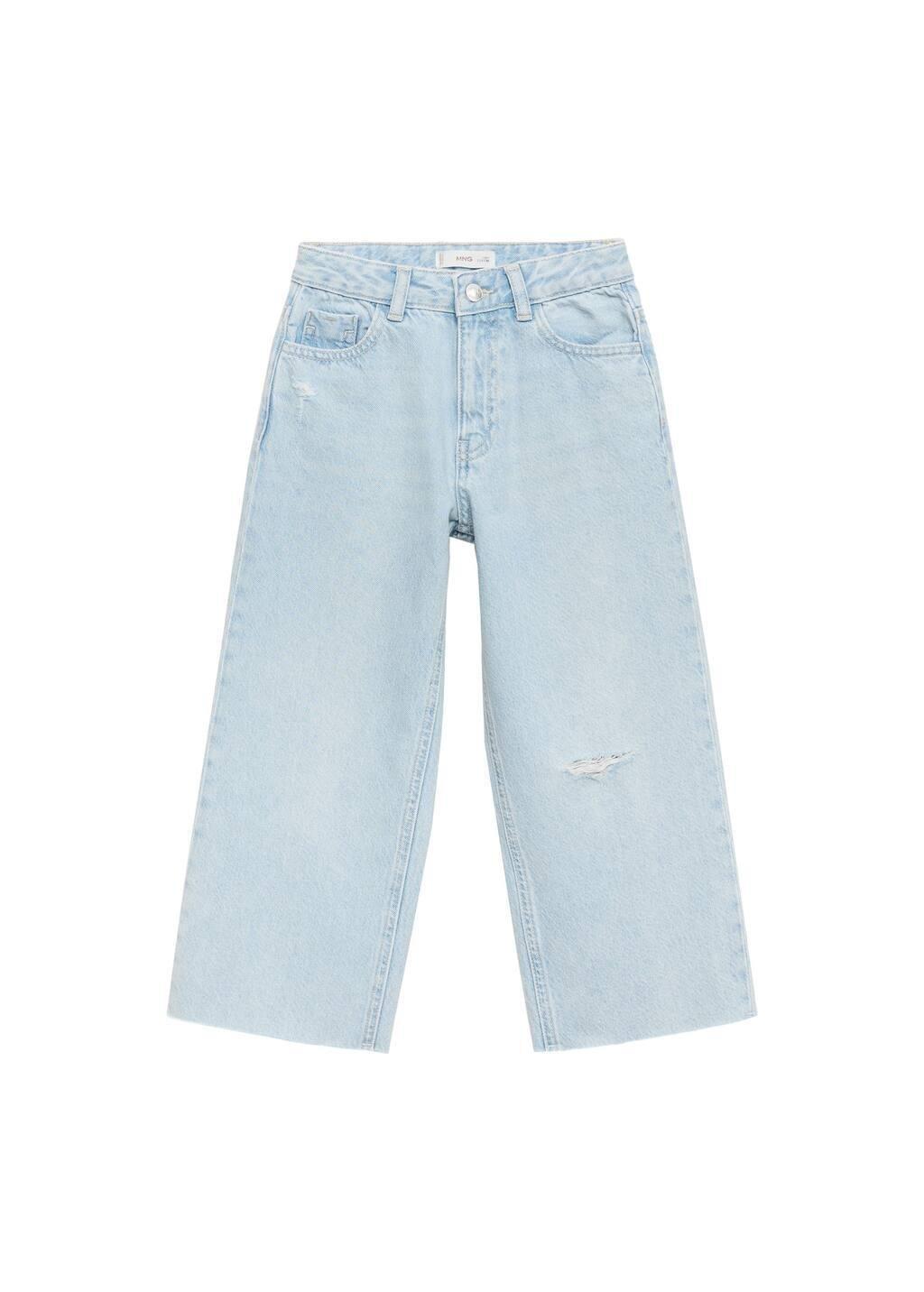 Blue Frayed Hem Culotte Jeans, Kids Girl, , large image number 2