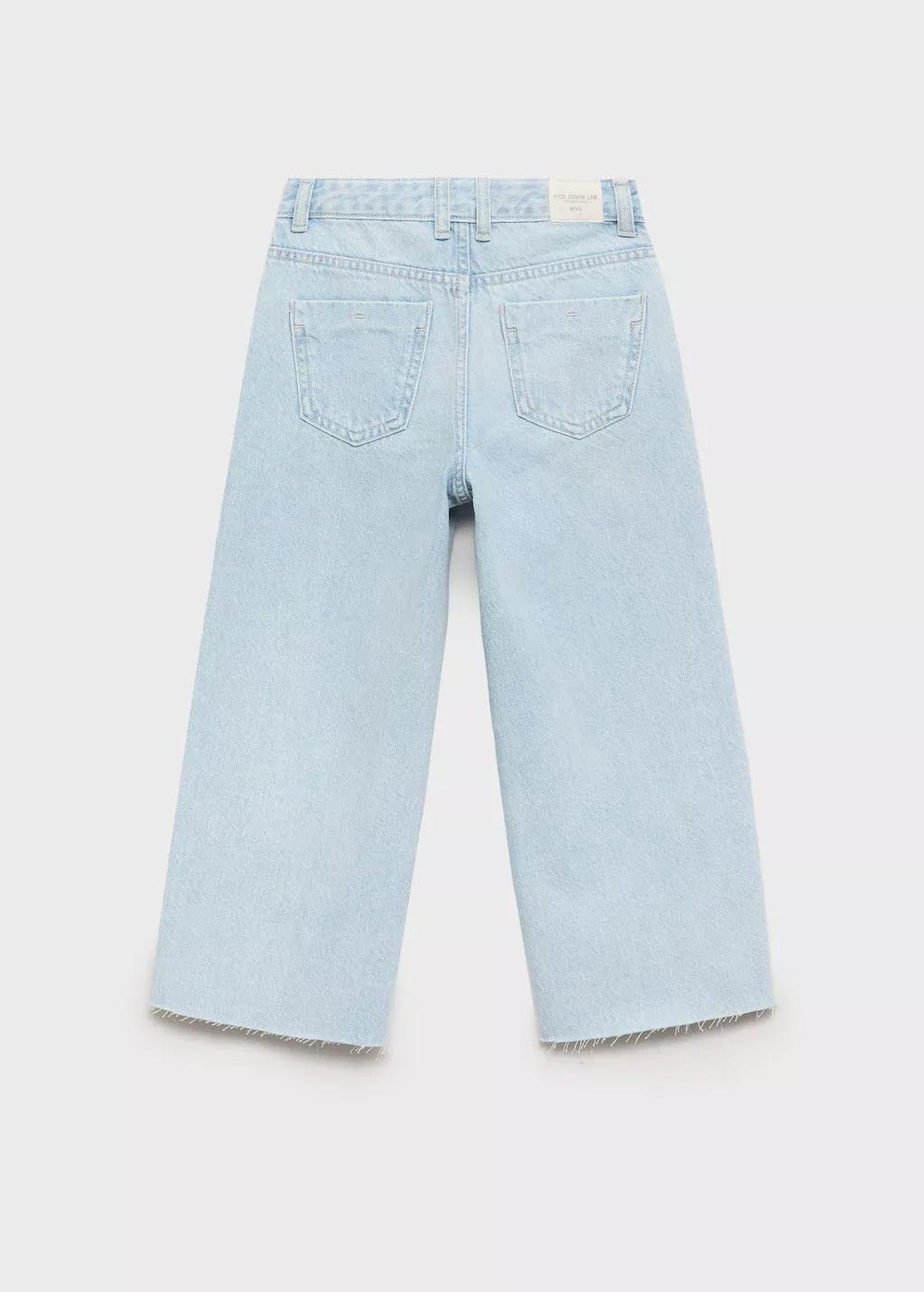 Blue Frayed Hem Culotte Jeans, Kids Girl, , large image number 4