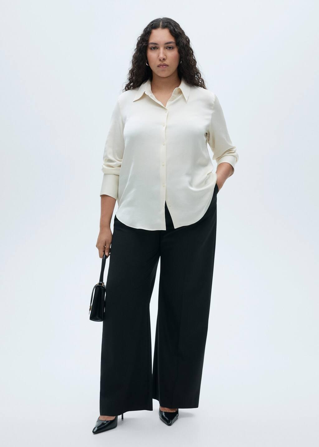 White Satin Finish Flowy Shirt, , large image number 3