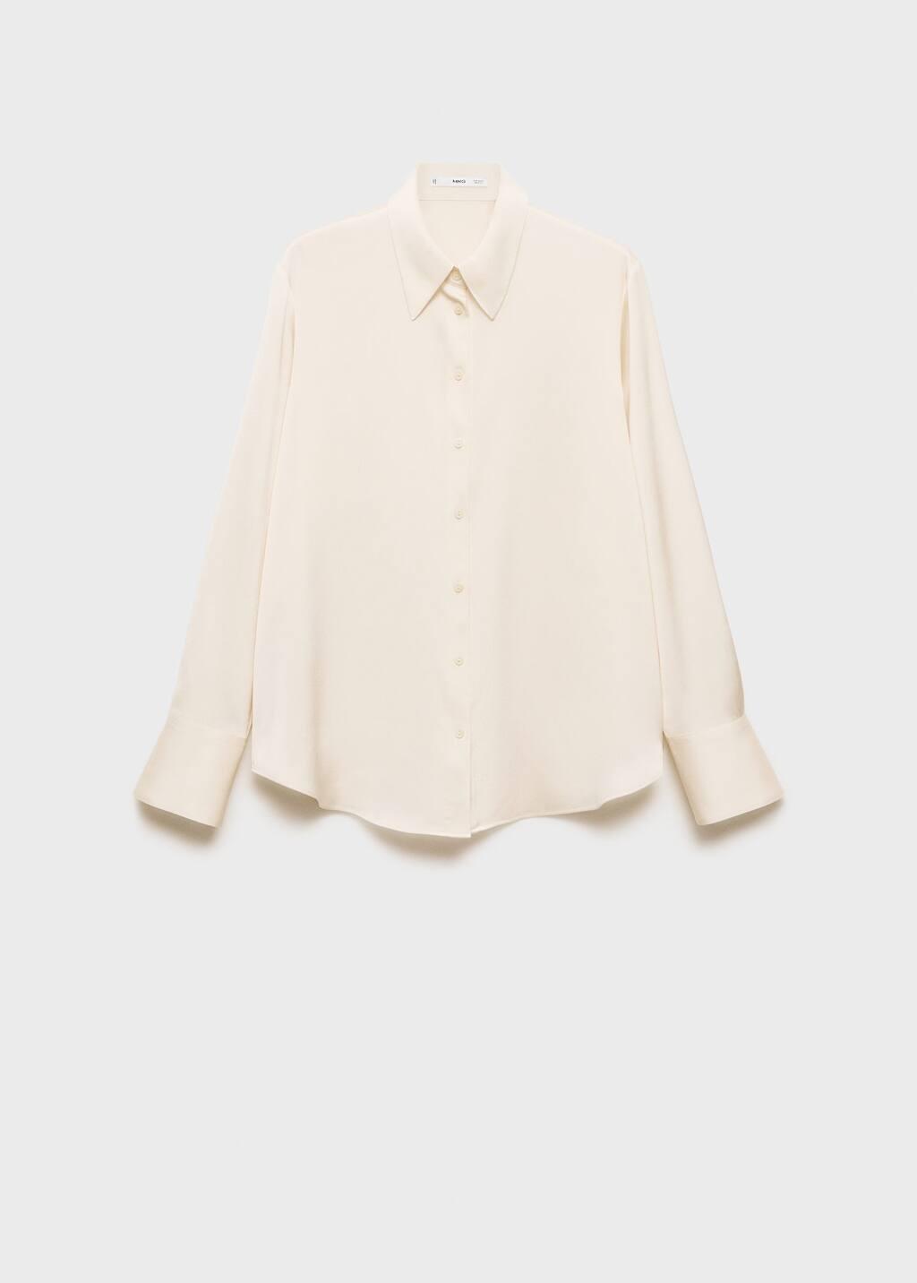 White Satin Finish Flowy Shirt, , large image number 4