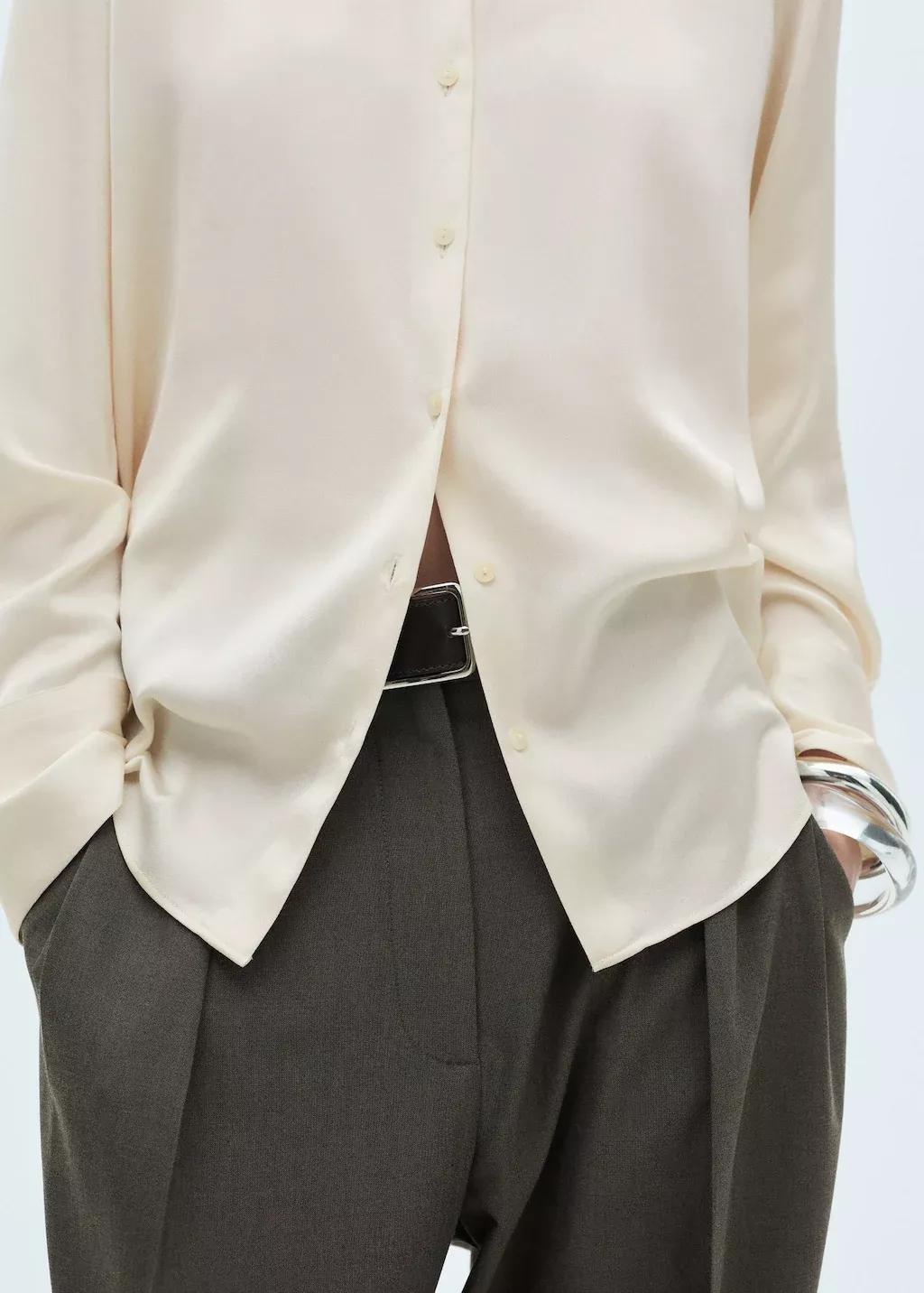 White Satin Finish Flowy Shirt, , large image number 7